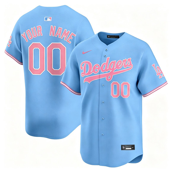 Men's Los Angeles Dodgers ACTIVE PLAYER Custom Bubblegum Blue Limited Stitched Baseball Jersey